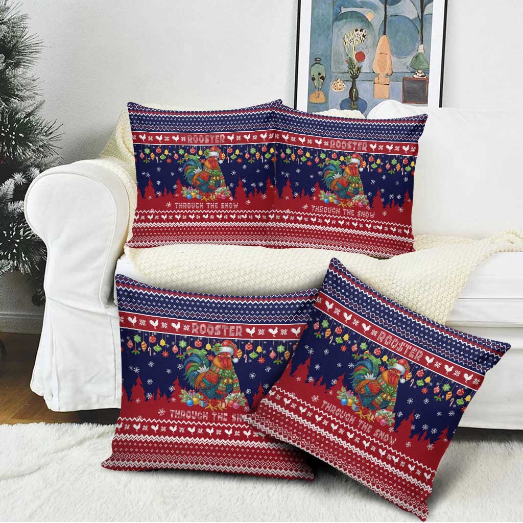 Rooster Through The Snow Christmas Pillow Cover Xmas Holiday Patterns - Wonder Print Shop