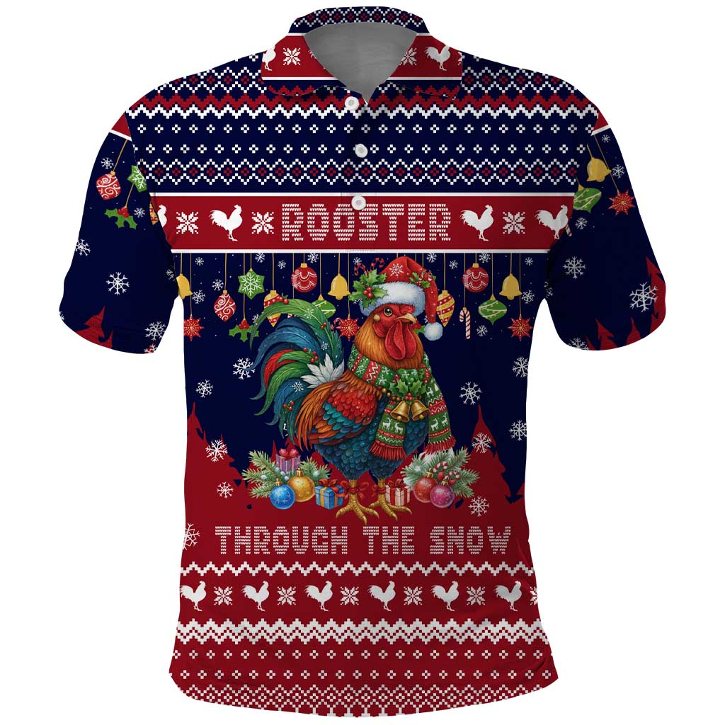 Rooster Through The Snow Christmas Polo Shirt Xmas Holiday Patterns - Wonder Print Shop