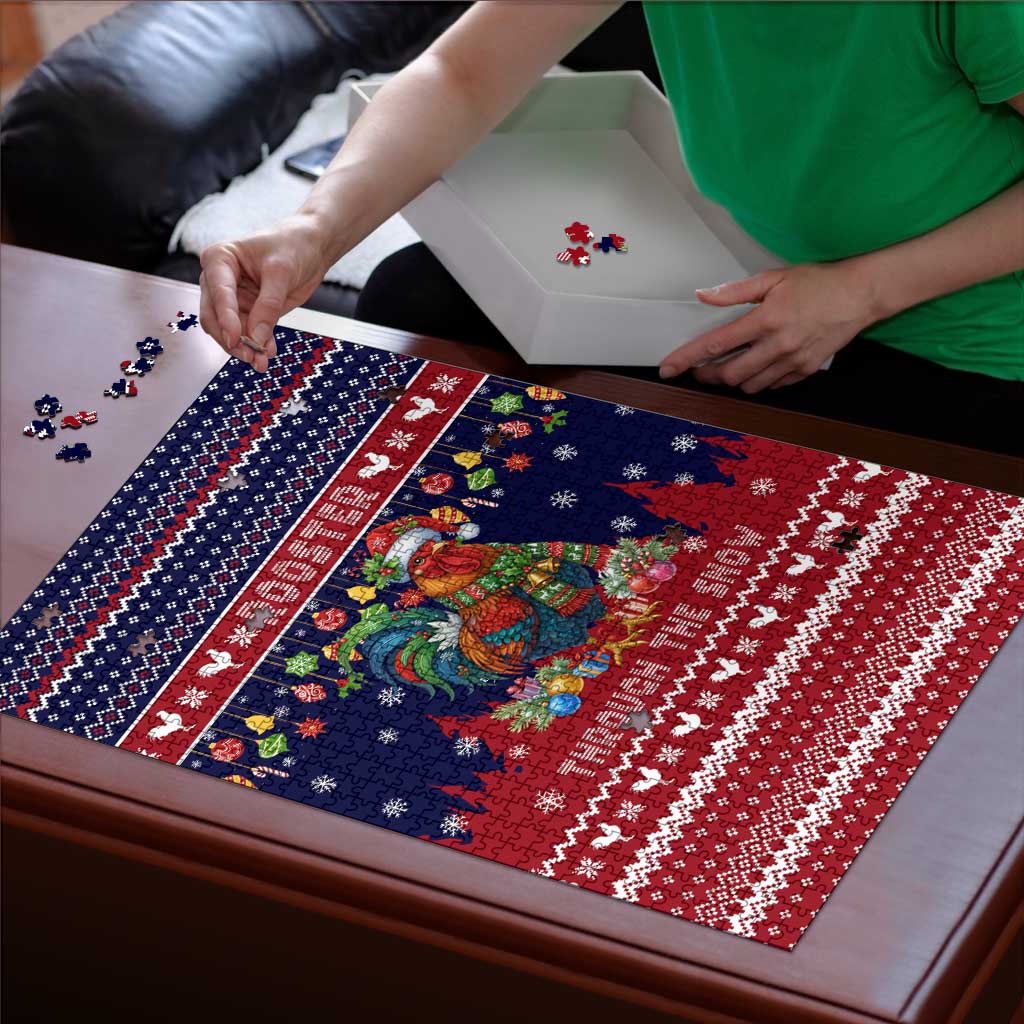 Rooster Through The Snow Christmas Puzzle Xmas Holiday Patterns - Wonder Print Shop