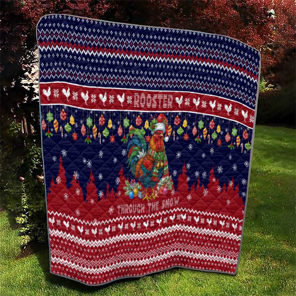 Rooster Through The Snow Christmas Quilt Xmas Holiday Patterns - Wonder Print Shop