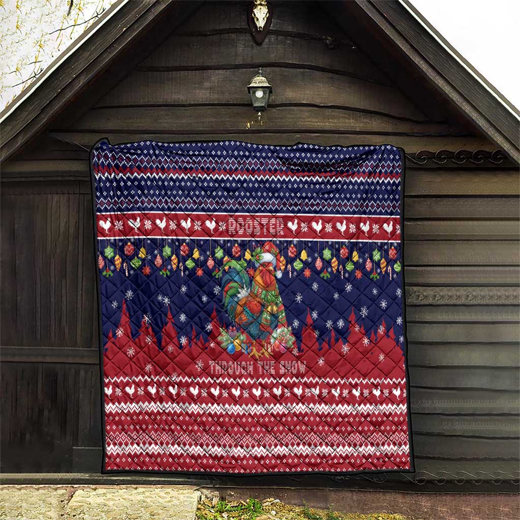 Rooster Through The Snow Christmas Quilt Xmas Holiday Patterns - Wonder Print Shop