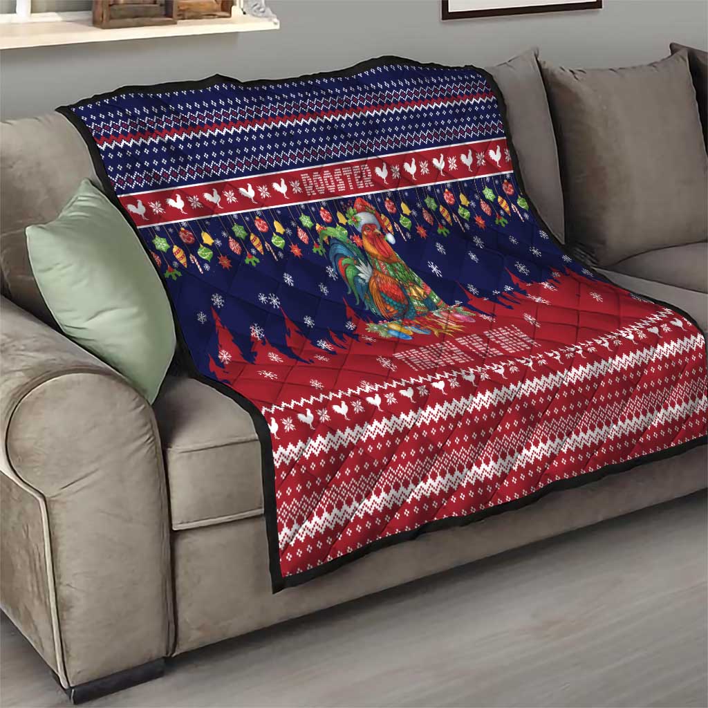 Rooster Through The Snow Christmas Quilt Xmas Holiday Patterns - Wonder Print Shop