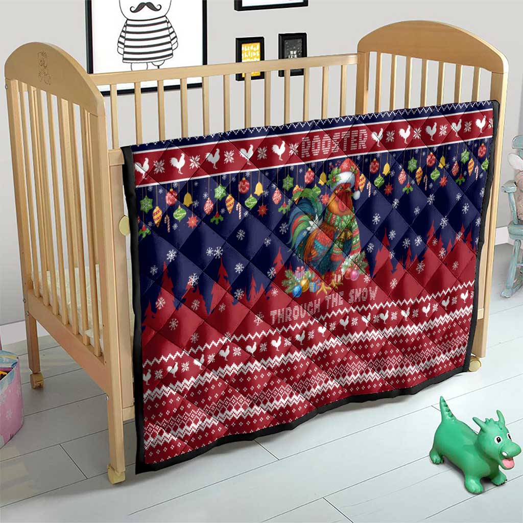 Rooster Through The Snow Christmas Quilt Xmas Holiday Patterns - Wonder Print Shop