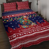 Rooster Through The Snow Christmas Quilt Bed Set Xmas Holiday Patterns - Wonder Print Shop