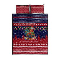 Rooster Through The Snow Christmas Quilt Bed Set Xmas Holiday Patterns - Wonder Print Shop