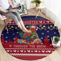 Rooster Through The Snow Christmas Round Carpet Xmas Holiday Patterns - Wonder Print Shop
