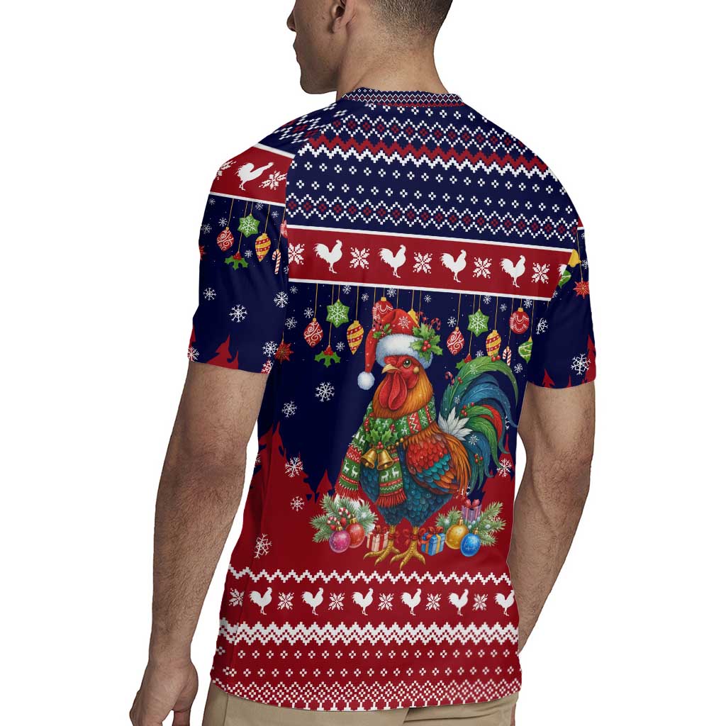 Rooster Through The Snow Christmas Rugby Jersey Xmas Holiday Patterns - Wonder Print Shop