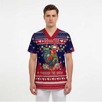 Rooster Through The Snow Christmas Scrub Top Xmas Holiday Patterns - Wonder Print Shop