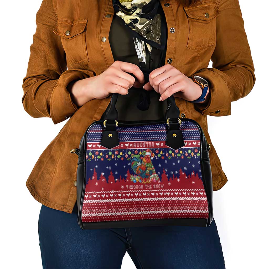 Rooster Through The Snow Christmas Shoulder Handbag Xmas Holiday Patterns - Wonder Print Shop