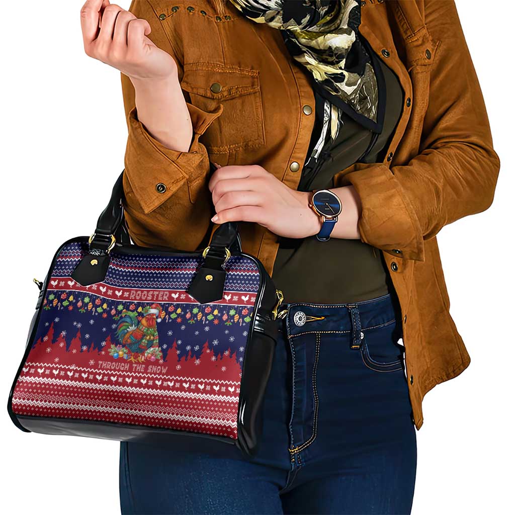 Rooster Through The Snow Christmas Shoulder Handbag Xmas Holiday Patterns - Wonder Print Shop