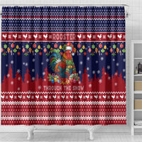 Rooster Through The Snow Christmas Shower Curtain Xmas Holiday Patterns - Wonder Print Shop