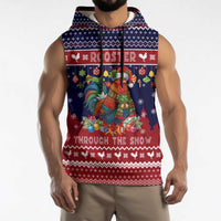 Rooster Through The Snow Christmas Sleeveless Hoodie Xmas Holiday Patterns - Wonder Print Shop