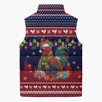 Rooster Through The Snow Christmas Sleeveless Puffer Jacket Xmas Holiday Patterns - Wonder Print Shop