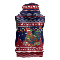 Rooster Through The Snow Christmas Sleeveless Zip Hoodie Xmas Holiday Patterns - Wonder Print Shop