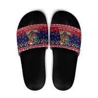 Rooster Through The Snow Christmas Slide Sandals Xmas Holiday Patterns - Wonder Print Shop