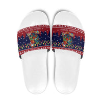 Rooster Through The Snow Christmas Slide Sandals Xmas Holiday Patterns - Wonder Print Shop