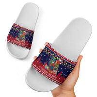 Rooster Through The Snow Christmas Slide Sandals Xmas Holiday Patterns - Wonder Print Shop