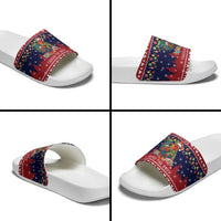 Rooster Through The Snow Christmas Slide Sandals Xmas Holiday Patterns - Wonder Print Shop
