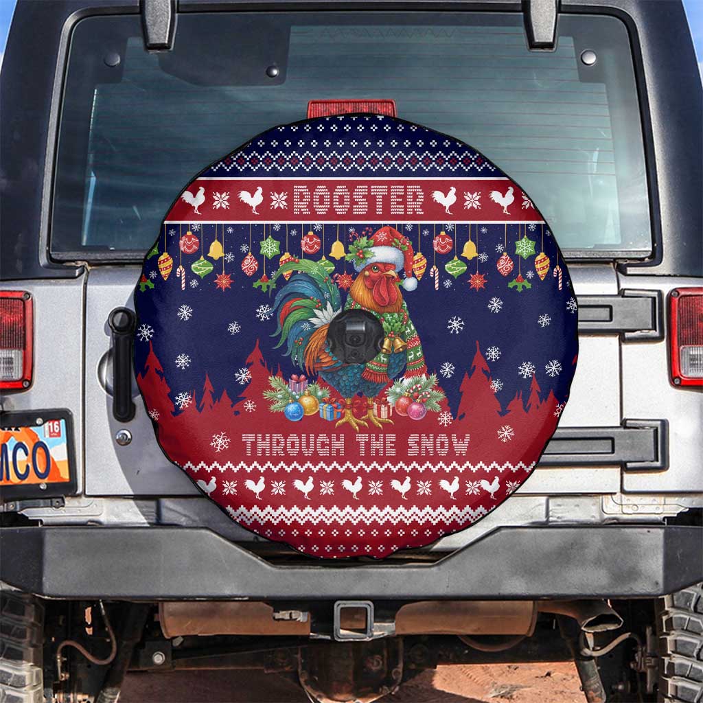 Rooster Through The Snow Christmas Spare Tire Cover Xmas Holiday Patterns - Wonder Print Shop