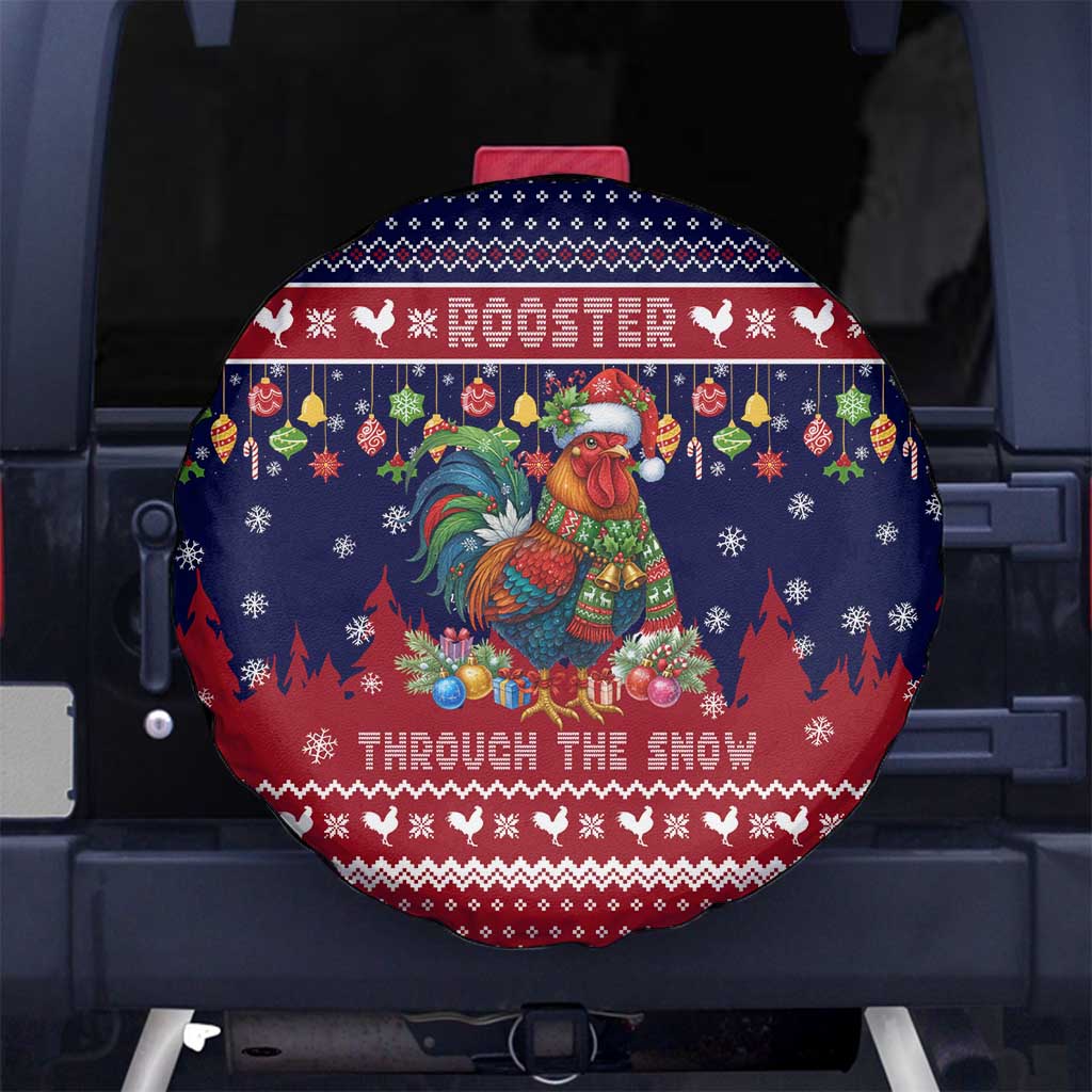 Rooster Through The Snow Christmas Spare Tire Cover Xmas Holiday Patterns - Wonder Print Shop