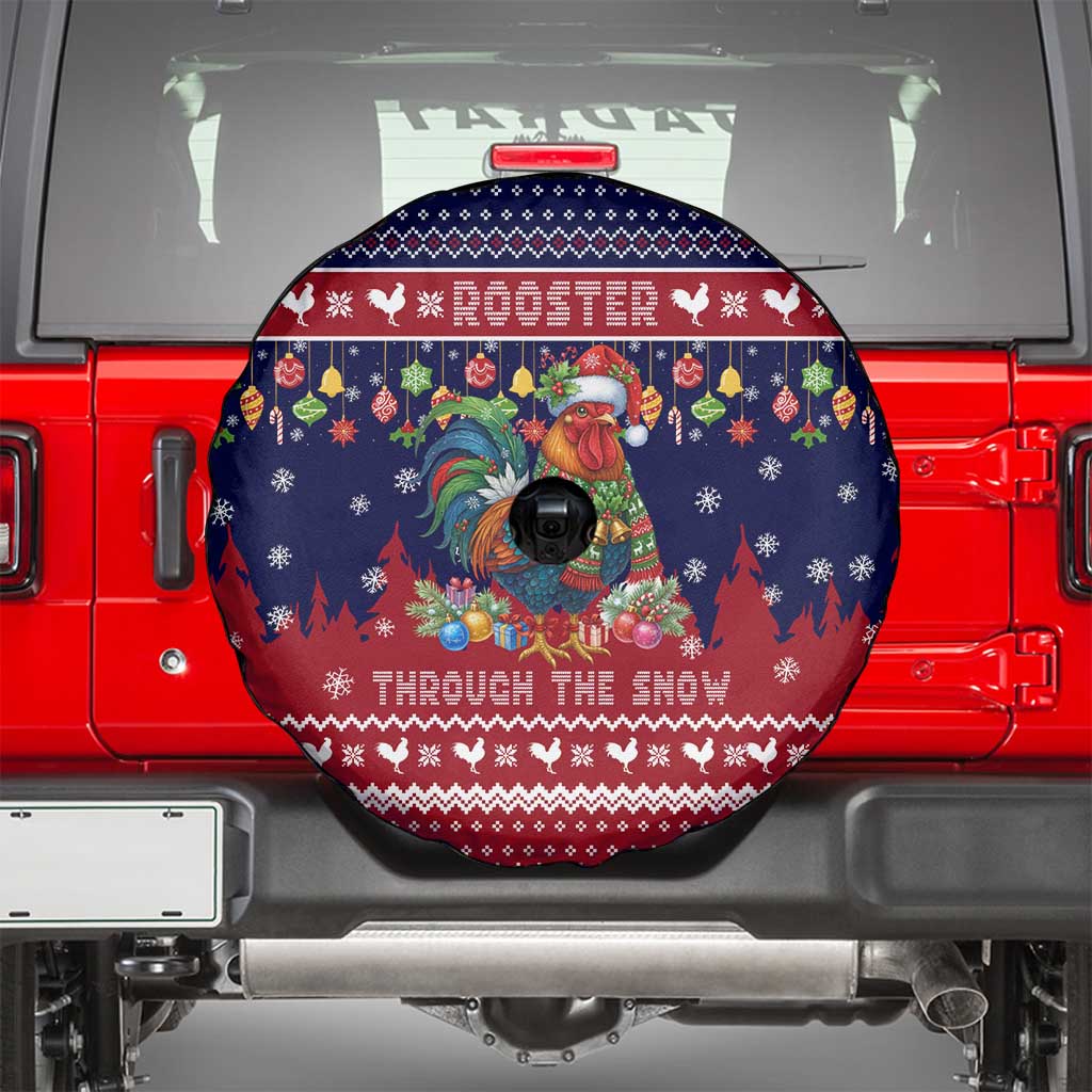 Rooster Through The Snow Christmas Spare Tire Cover Xmas Holiday Patterns - Wonder Print Shop
