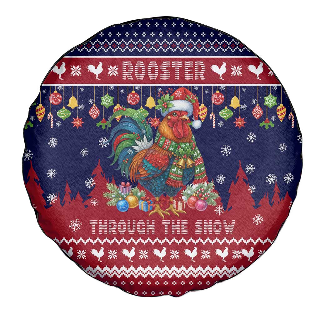 Rooster Through The Snow Christmas Spare Tire Cover Xmas Holiday Patterns - Wonder Print Shop