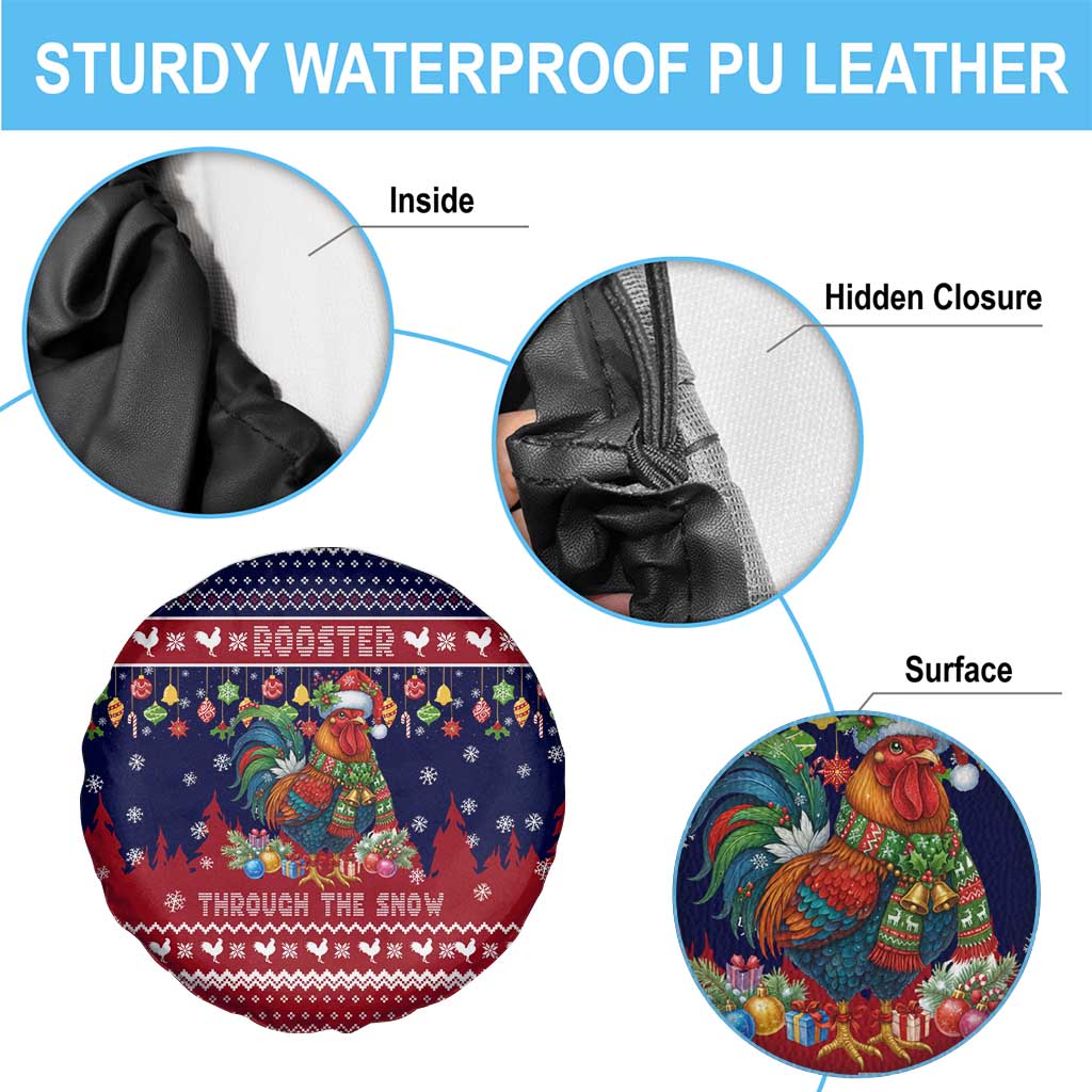 Rooster Through The Snow Christmas Spare Tire Cover Xmas Holiday Patterns - Wonder Print Shop