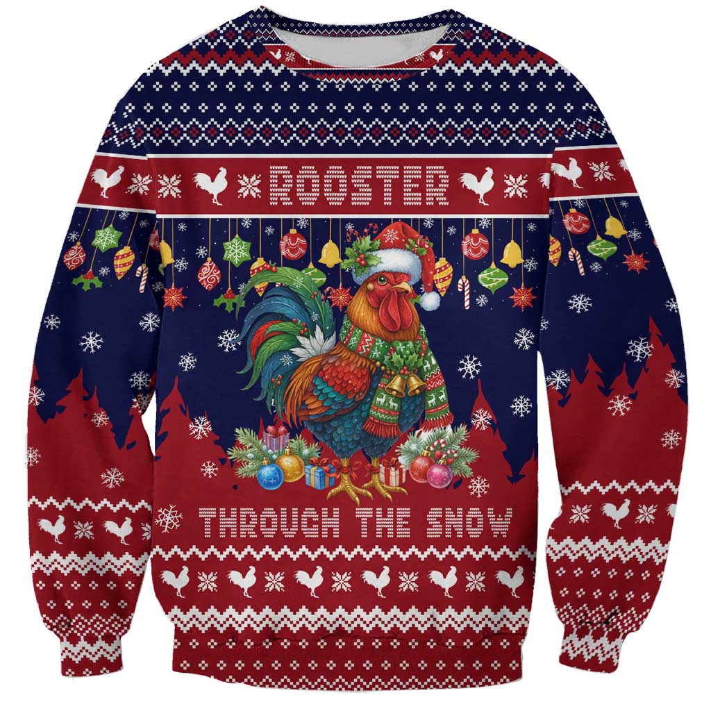 Rooster Through The Snow Christmas Sweatshirt Xmas Holiday Patterns - Wonder Print Shop