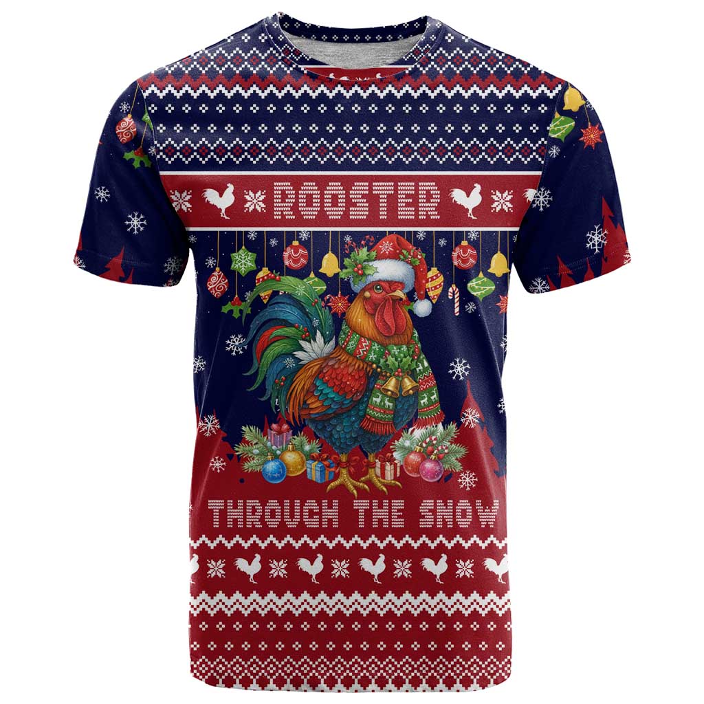 Rooster Through The Snow Christmas T Shirt Xmas Holiday Patterns - Wonder Print Shop