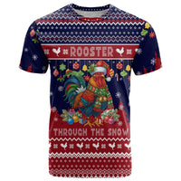 Rooster Through The Snow Christmas T Shirt Xmas Holiday Patterns - Wonder Print Shop