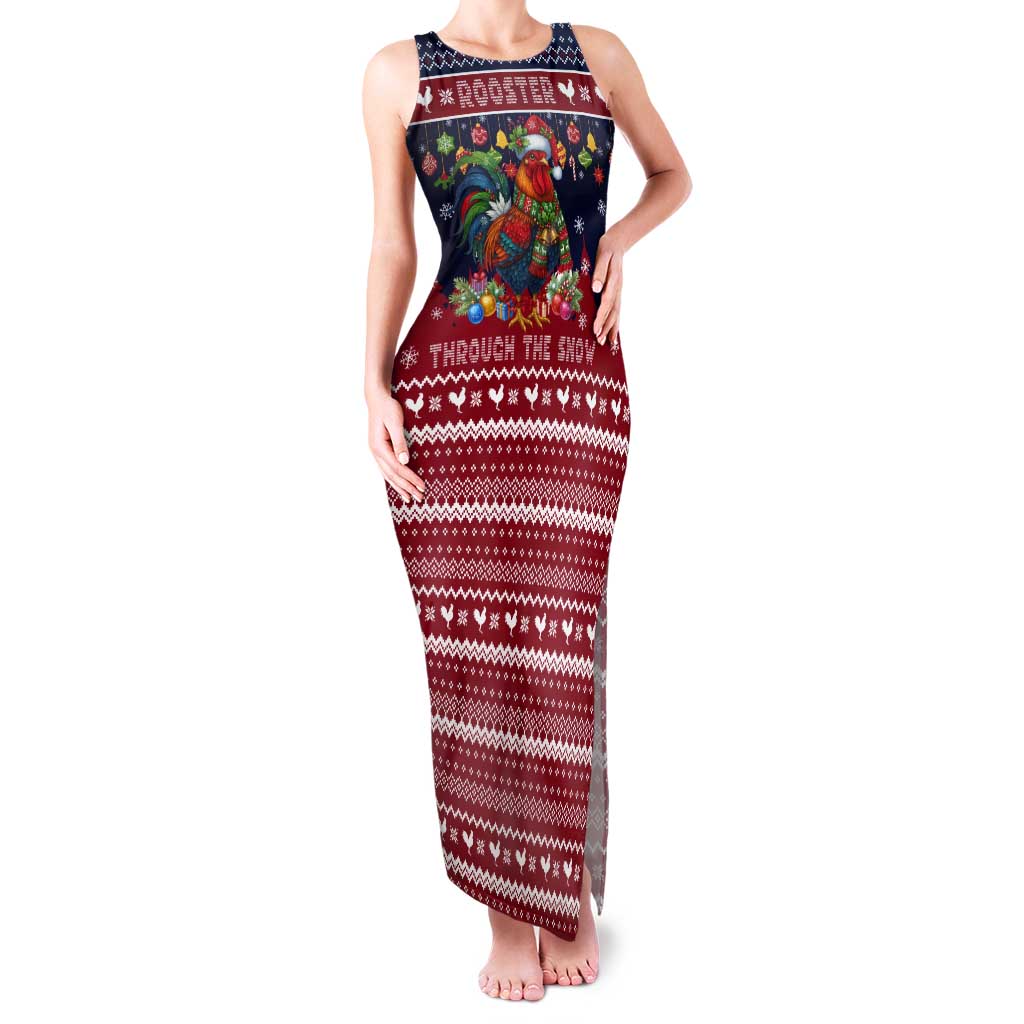Rooster Through The Snow Christmas Tank Maxi Dress Xmas Holiday Patterns - Wonder Print Shop