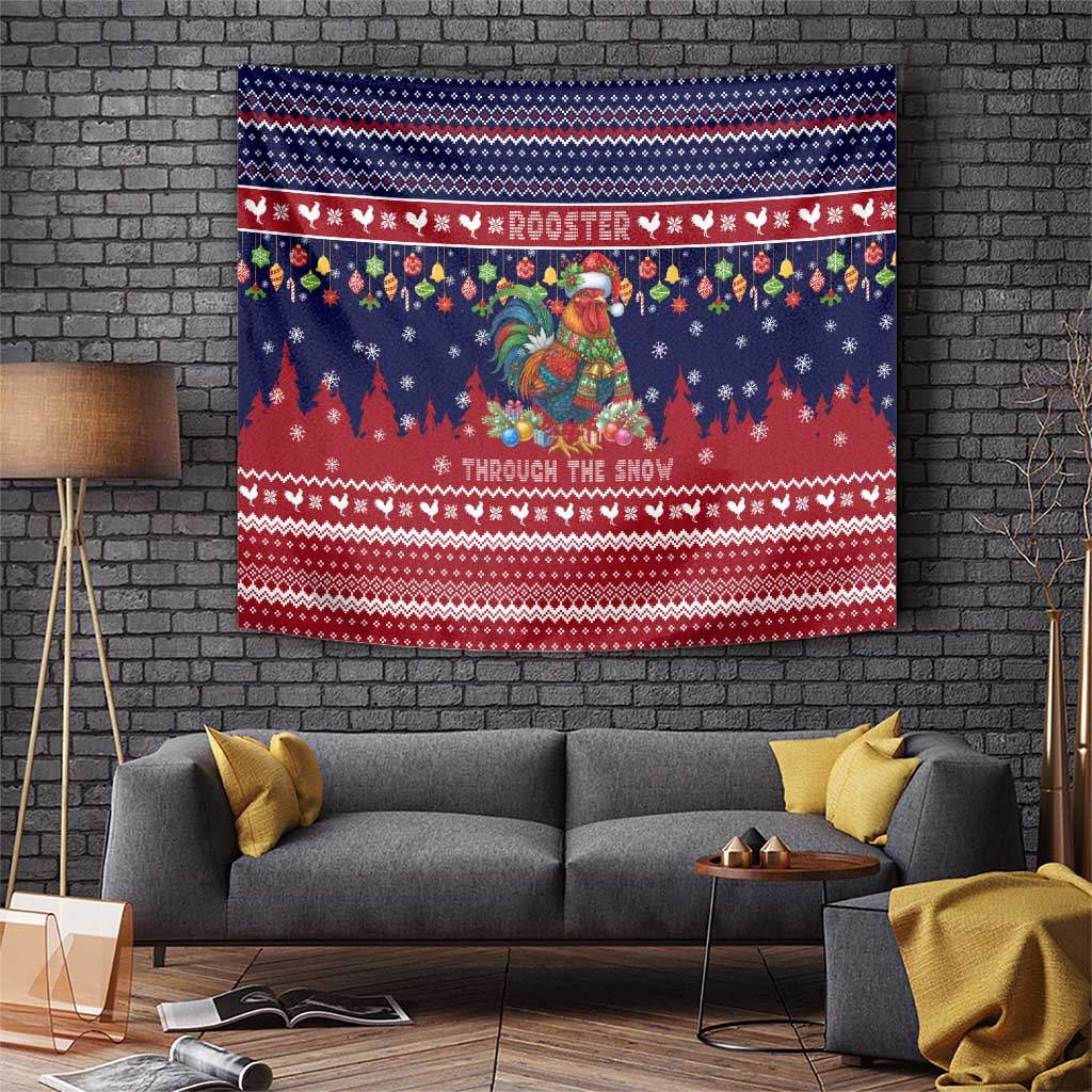 Rooster Through The Snow Christmas Tapestry Xmas Holiday Patterns - Wonder Print Shop