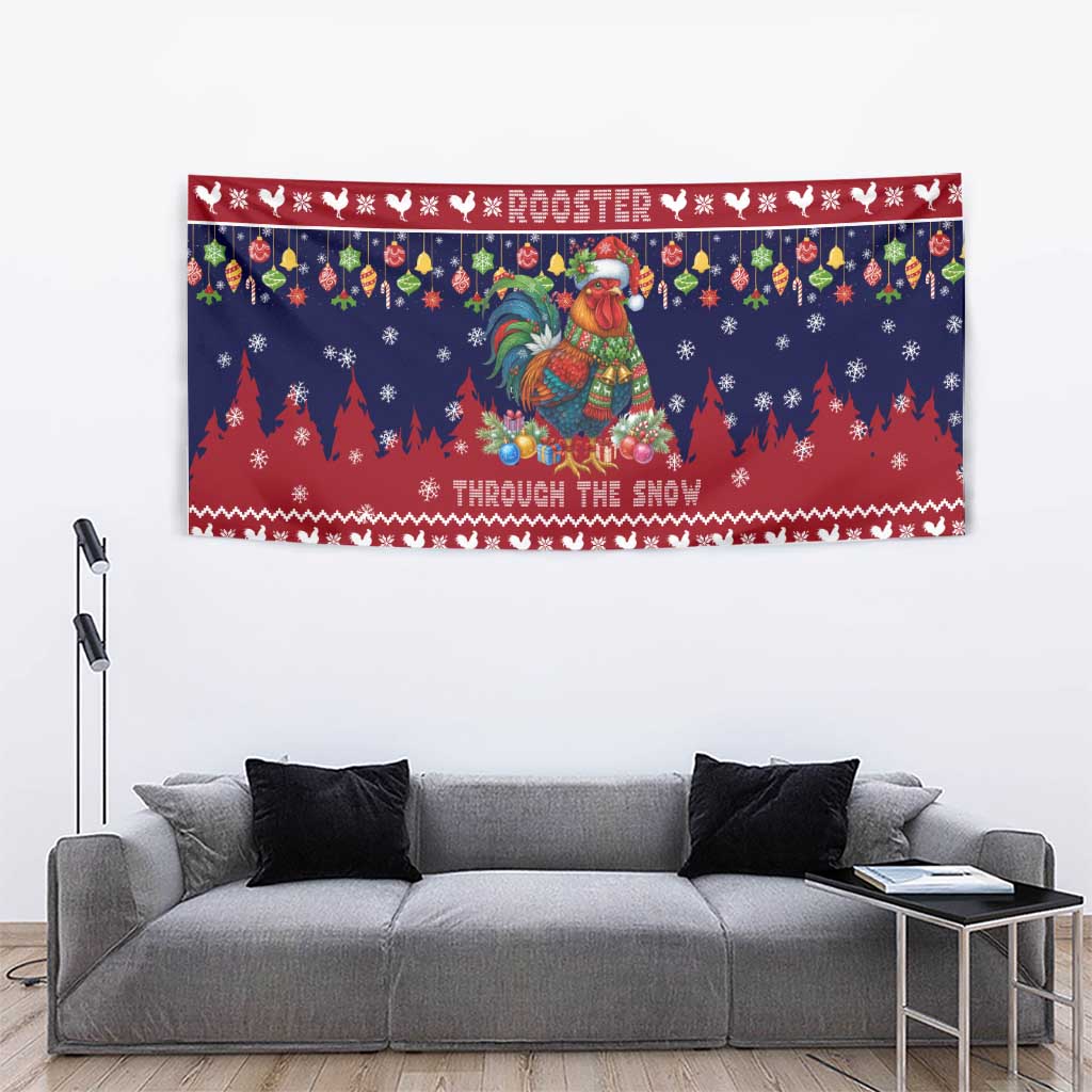 Rooster Through The Snow Christmas Tapestry Xmas Holiday Patterns - Wonder Print Shop
