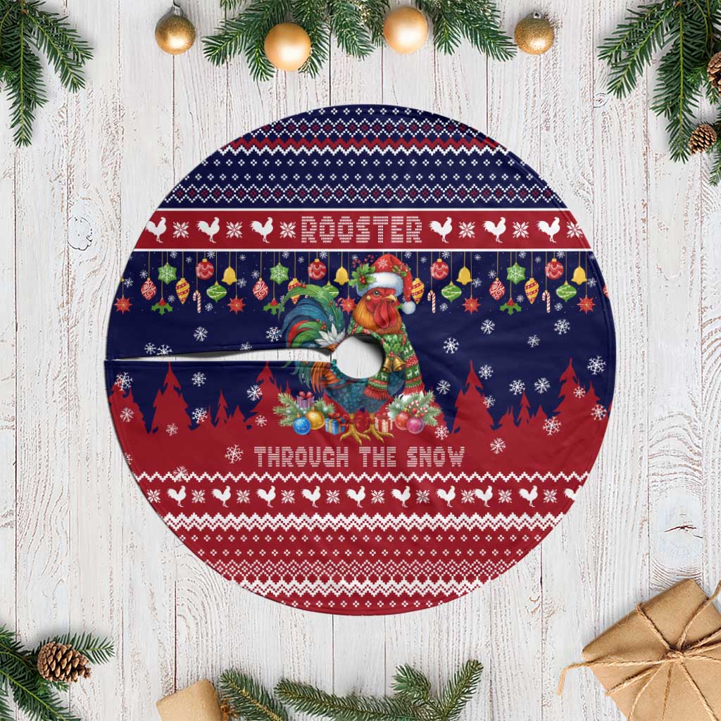 Rooster Through The Snow Christmas Tree Skirt Xmas Holiday Patterns - Wonder Print Shop