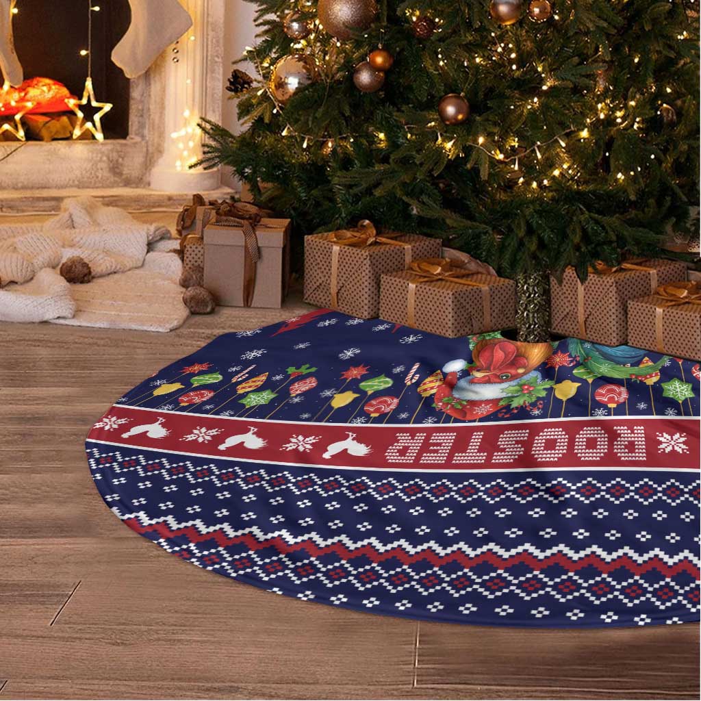 Rooster Through The Snow Christmas Tree Skirt Xmas Holiday Patterns - Wonder Print Shop