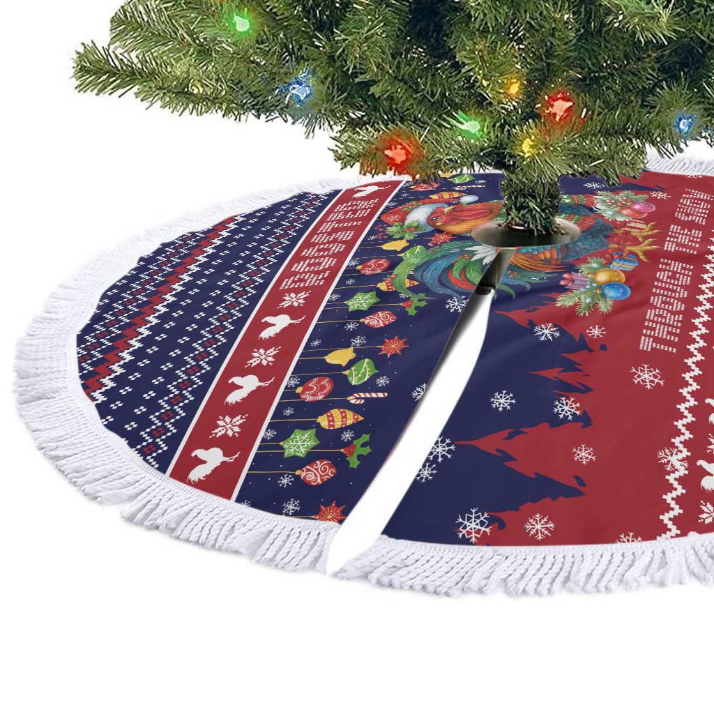 Rooster Through The Snow Christmas Tree Skirt Xmas Holiday Patterns - Wonder Print Shop