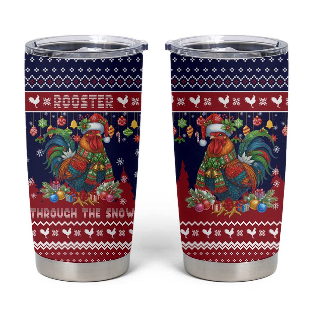 Rooster Through The Snow Christmas Tumbler Cup Xmas Holiday Patterns - Wonder Print Shop