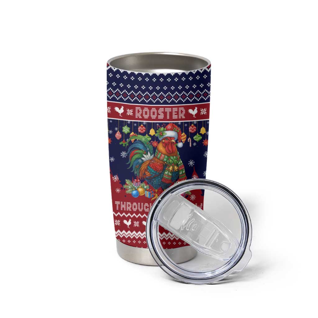 Rooster Through The Snow Christmas Tumbler Cup Xmas Holiday Patterns - Wonder Print Shop