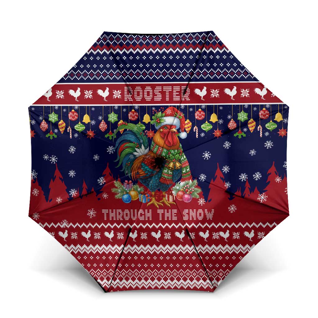 Rooster Through The Snow Christmas Umbrella Xmas Holiday Patterns - Wonder Print Shop