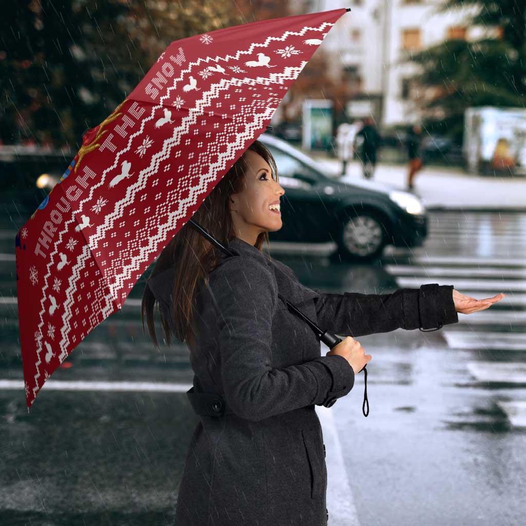 Rooster Through The Snow Christmas Umbrella Xmas Holiday Patterns - Wonder Print Shop