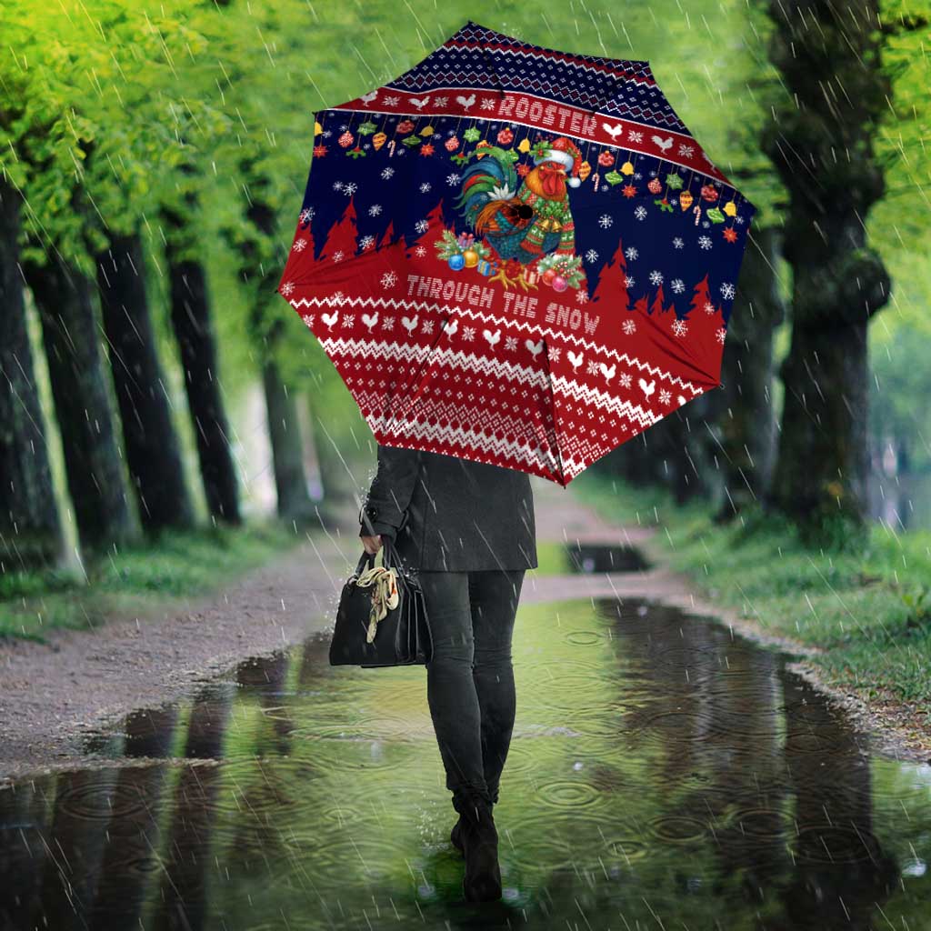 Rooster Through The Snow Christmas Umbrella Xmas Holiday Patterns - Wonder Print Shop