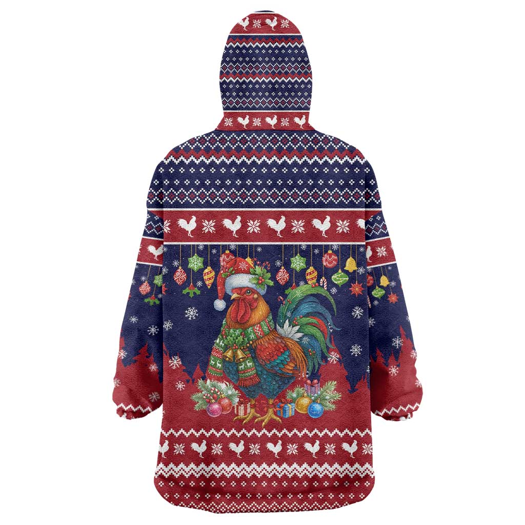Rooster Through The Snow Christmas Wearable Blanket Hoodie Xmas Holiday Patterns - Wonder Print Shop