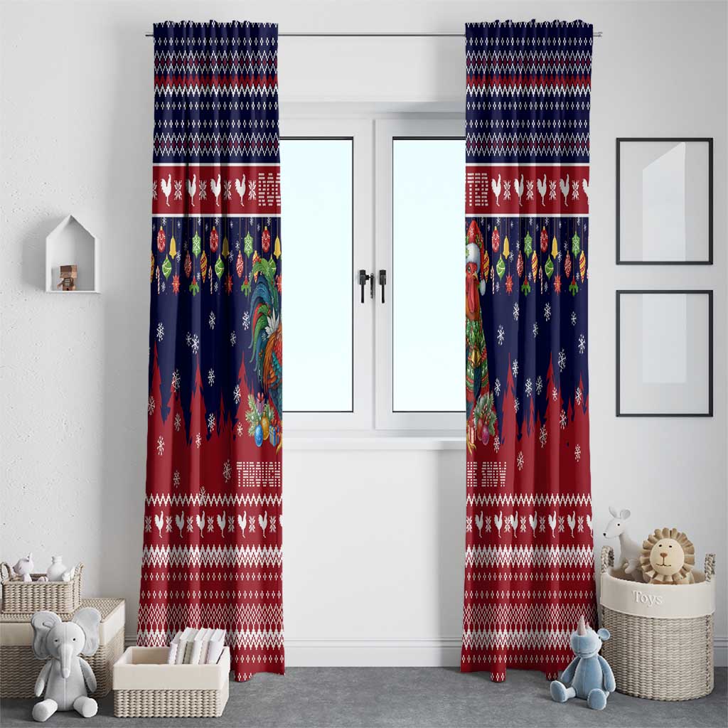 Rooster Through The Snow Christmas Window Curtain Xmas Holiday Patterns - Wonder Print Shop