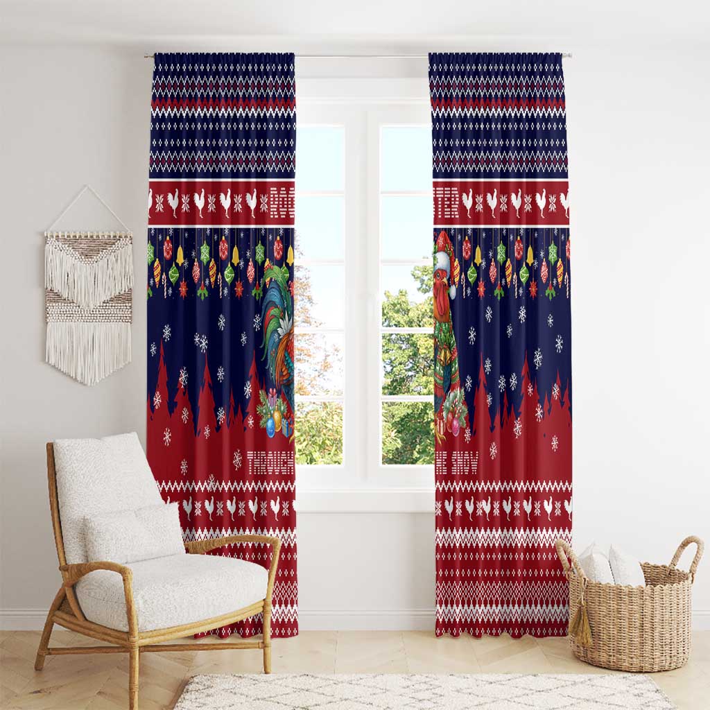 Rooster Through The Snow Christmas Window Curtain Xmas Holiday Patterns - Wonder Print Shop