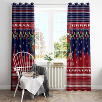 Rooster Through The Snow Christmas Window Curtain Xmas Holiday Patterns - Wonder Print Shop