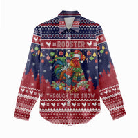 Rooster Through The Snow Christmas Women Casual Shirt Xmas Holiday Patterns - Wonder Print Shop