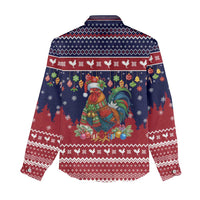 Rooster Through The Snow Christmas Women Casual Shirt Xmas Holiday Patterns - Wonder Print Shop