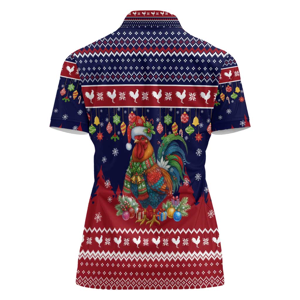 Rooster Through The Snow Christmas Women Polo Shirt Xmas Holiday Patterns - Wonder Print Shop