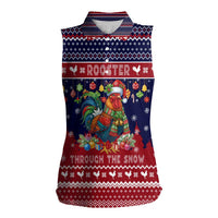 Rooster Through The Snow Christmas Women Sleeveless Polo Shirt Xmas Holiday Patterns - Wonder Print Shop