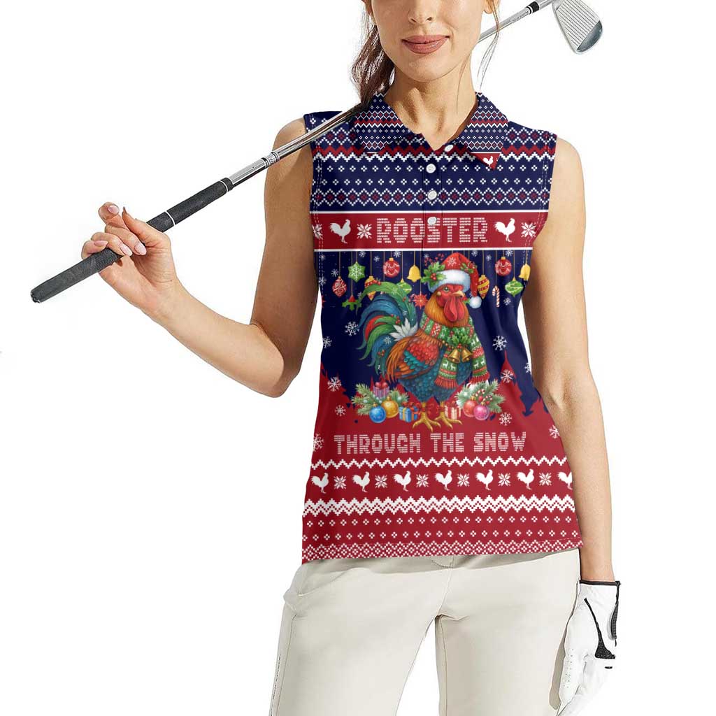 Rooster Through The Snow Christmas Women Sleeveless Polo Shirt Xmas Holiday Patterns - Wonder Print Shop